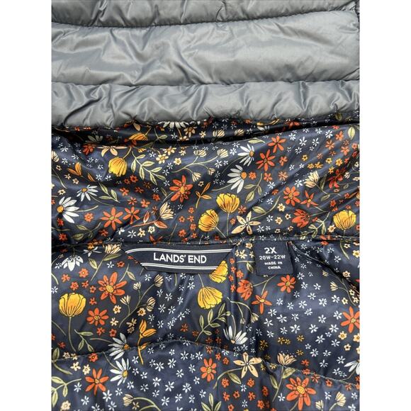 Lands' End Womens Down Coat 2XL Blue Navy Puffer Long Nylon Hood Winter Packable - Picture 4 of 7